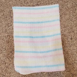 Vintage White Blue Yellow Pink Stripe Baby Blanket Acrylic
